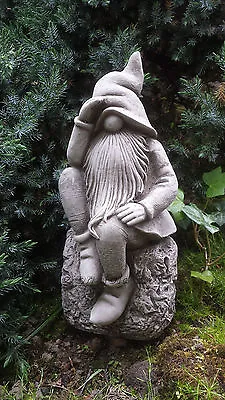 Thinker Pixie Gnome Detailed Hand Cast Stone Outdoor Garden Ornament Statue Gift • £39.90