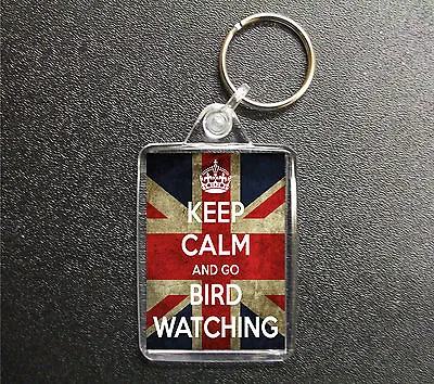 Keep Calm And Go Bird Watching Keyring Union Jack Bag Tag Fob Gift • £3.50