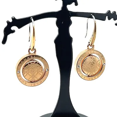 Michael Kors Rose Gold FLIP REVERSIBLE CZ Pave Fish Hook Logo Earrings ~ PRETTY • $52