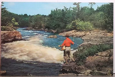 New York NY Adirondack Mountains Fishing On The Rocks Postcard Old Vintage Card • $0.50