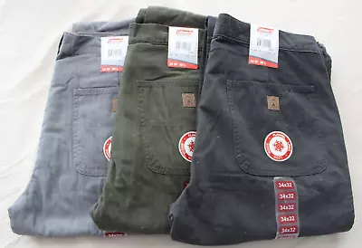 NWT * Coleman Men's Fleece Lined Work Utility Pants Size 34X32 Grey/Olive/Carbon • $31.95