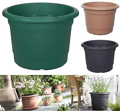 Whitefurze Milano Round Planter Flower Plant Pot Plastic Sturdy Home Garden Lawn • £8.99