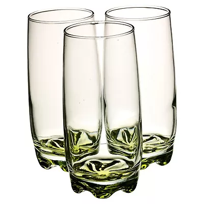 Set Of 3 6 Tall Coloured Glass Flower Base Drinking Tumbler Whiskey Cups Glasses • £11.99