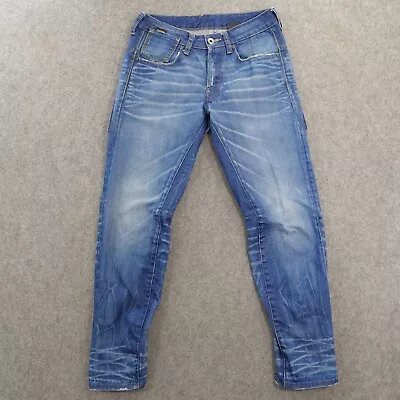 G Star Raw Jeans Mens 31 Blue A Crotch Tapered Denim Mid Rise Button Fly • $34.99