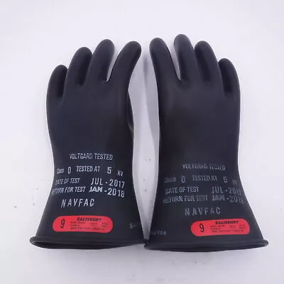 Salisbury 9 Class 0 Black Electrician Gloves 14  Length Low Voltage E014B-9 • $46.99