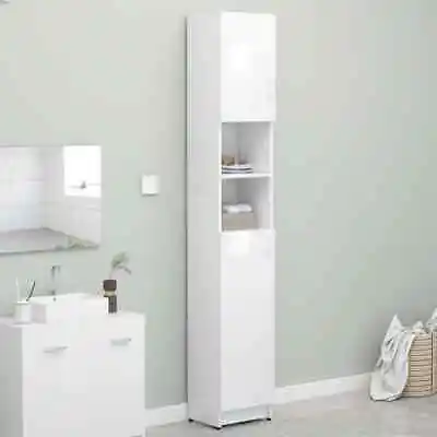 Bathroom Cabinet High Gloss White 32x25.5x190  Chipboard M6Q7 • £95.99
