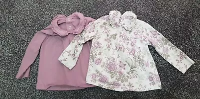 Baby Girls 2 Pack Long Sleeved Collared Tops Tu 3-6 • £1.50