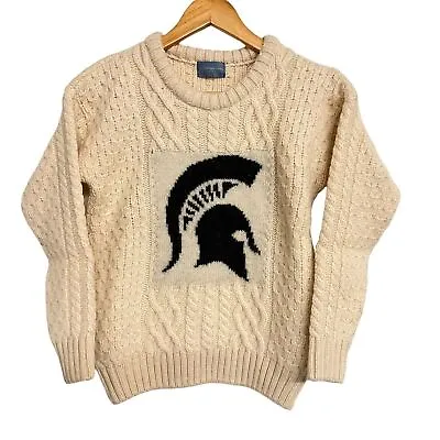 New Michigan State University British Wool Crew Neck Fisherman’s Sweater • $125