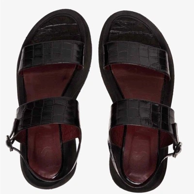 $125 • Buy Staud Nicky Sandal Black Croc Embossed Eu 37, Us 7