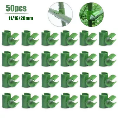 50Pcs Plant Trellis Connector Clip Stake Clips For Fixed-Garden Frame Rod Green • £6.09