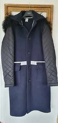 JW Anderson Navy Wool & Padded Coat Mongolian Hood Size Medium Unisex • £175