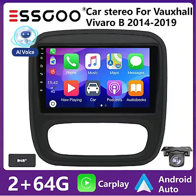 Car Stereo For Vauxhall Vivaro B 2014-2019 GPS 64G Android 13 Apple Carplay +AHD • £195.99