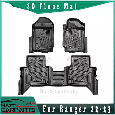 Floor Mats 3D For Next Gen Ford Ranger Dual Cab Ute Complete Mat Set • $125.99