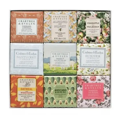 NEW CRABTREE & EVELYN 9-PC TRIPLE MILLED BAR SOAP SET HERITAGE 9 X 3.5oz/100g • $39.99