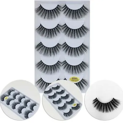 5 Pair 3D Mink False Eyelashes Wispy Cross Long Thick Soft Fake Eye Lashes • £3.98