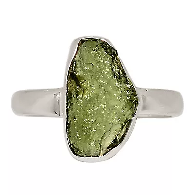 Natural Genuine Czech Moldavite 925 Sterling Silver Ring Jewelry S.6 ALLR-25365 • $33.99