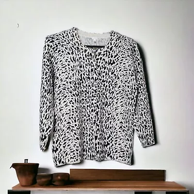 J Crew Cardigan Sweater Cotton Animal Print Size Large • $9.09