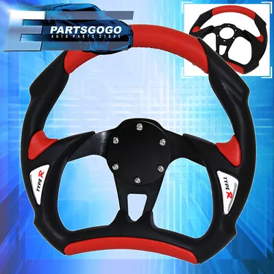 Universal Red Black Steering Wheel Battle Style + Horn Delete Cover Type-R • $42.99