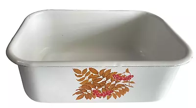Vintage White Enamelware Pan NO LID Container Primitive Farmhouse 8.5x5.5” FALL • $21.99