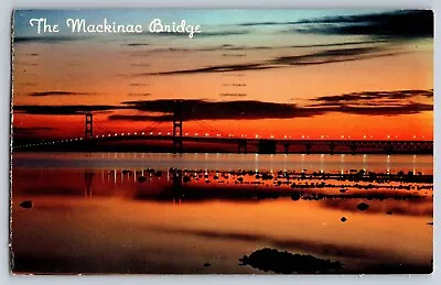 Postcard  Mackinac Bridge @ Twilight @ Straits Of Mackinac Michigan     E 17 • $4.89
