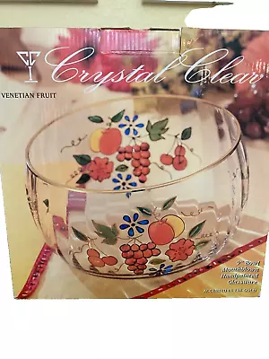 Crystal Venetian Fruit Bowl.  Mouthblown/Handpainted.  Accented In 22K Gold. 9   • $19.60