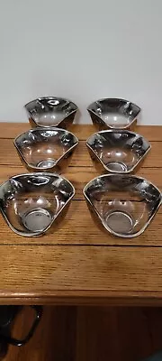 Vintage Dorothy Thorpe Style Mercury Silver Fade Triangular  Small Bowl Set Of 6 • $39.99