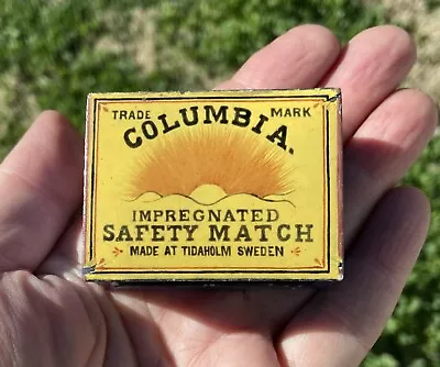 Vintage Enamel Matchstick Safe Box Vesta Case COLUMBIA SAFETY MATCH Ad Sweden • $35