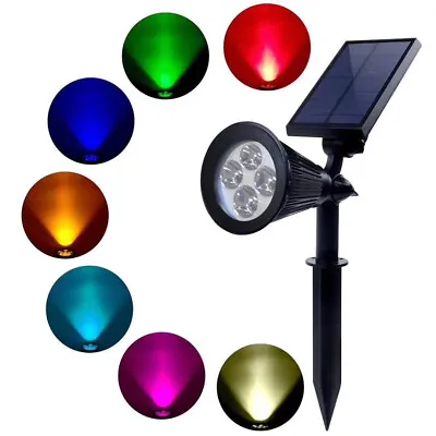 LED Solar Spot Light Lamp Waterproof Street Lights Garden Yard Wall Mounted/Plug • £14.99