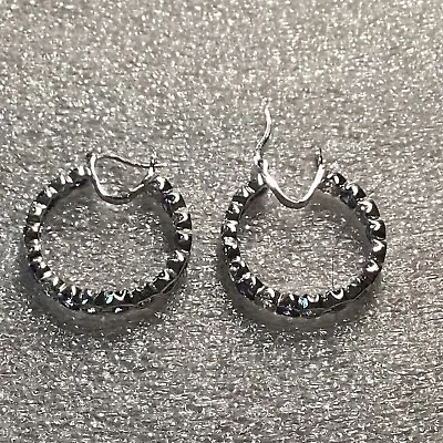 NWT Bella Luce Sterling Silver Sim Tanzanite & Diamond Inside Out Hoop Earrings • $24