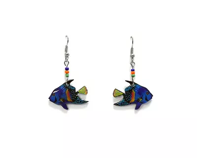 Tropical Fish Earrings Sea Animal Accessories Handmade Beach Art Blue Jewelry • $13.99