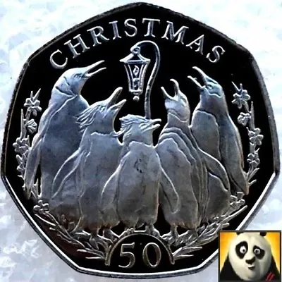 2017 FALKLAND ISLANDS Christmas 50p Pence Penguins 950 Mintage Circulated Coin ' • £39.95