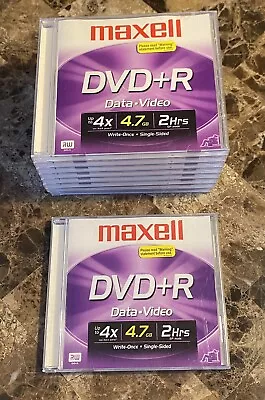 Maxell DVD+R- 4.7GB 2 Hrs 10 Discs. Open/Never Used! • $12.99