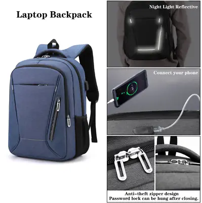 Travel Laptop  Backpack With USB Charging Port Water Resistant Large College Bag • $17.99