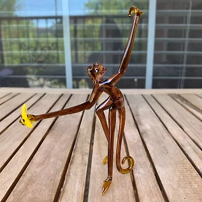 Murano Glass Hand Blown Mini Figurine Dancing Monkey Banana Art Sculpture Italy • $29.99