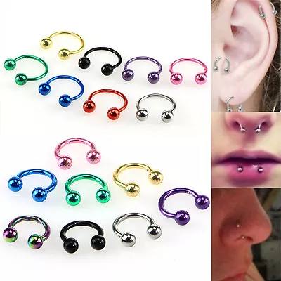 $1.61 • Buy Body Piercing Horseshoe Eyebrow Nose Ear Lip Bar Nipple Rings Cartilage Pierci~F
