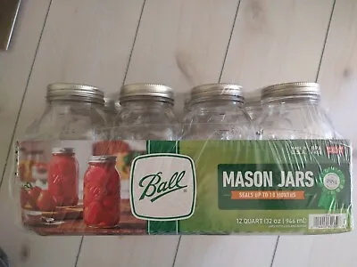 $50 • Buy Ball 32Oz Wide Mouth Canning Mason Jar Lids, Bands Clear Glass Quart Jars 12/Box