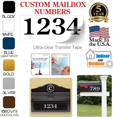 1-SET OF CUSTOM MADE PERSONALIZED VINYL DOORMAILBOX NUMBERS DECAL (Model 10) • $2.24