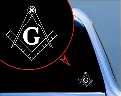 Freemason Masonic Lodge Symbol White Vinyl Graphic Decal Car Truck Window • $4.24