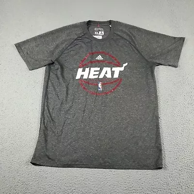 Adidas Miami Heat T Shirt Mens XL Gray Short Sleeve NBA Basketball • $18.95