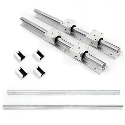 2 RAIL SBR20-1000mm LINEAR SLIDE GUIDE SHAFT+4 SBR20UU BEARING BLOCK CNC SET • £38.77