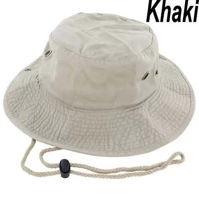 Mens Boonie Bucket Hat Cap Cotton Fishing Hunting Safari Summer Military Khaki • $10.95