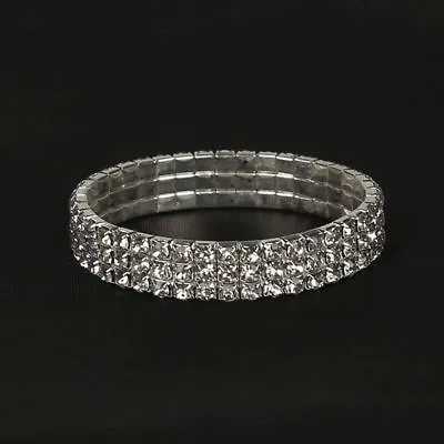  Diamante Stretch Bracelet Bling Sparkly Rhinestone Crystal For Ladies And Women • £3.69