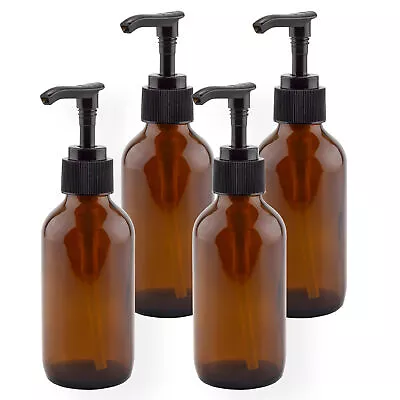 4oz Amber Glass Pump Bottles With Black Pumps 4pk • $19.99