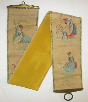 £39.55 • Buy Danish Cross Stitch HC Andersen Fairy Tales Bell Pull Wall Tapestry Vntg 1966