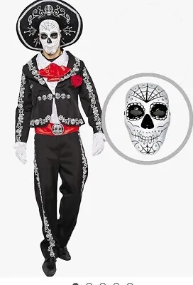 New Mens Day Of The Dead Mariachi Costume Set Halloween Dress Up Party 2XL • $27.99