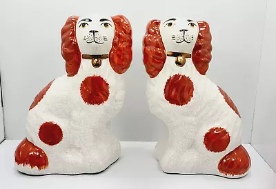 Vintage Stately English Staffordshire Spaniel Fox Hunt Mantle Dog Pair 6.5  • $298