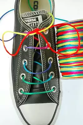 TZ Laces® Branded 2.5mm Round Rainbow Shoelaces Shoes Trainers Dance Shoes  • £2.95