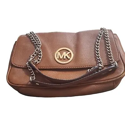 Michael Kors Fulton Shoulder Bag Luggage Tan Brown Leather Medium Handbag • $85