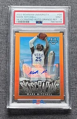 2022 Bowman University Mark Mitchell Rookie Auto Orange Refractor /25 PSA 9 MINT • $49