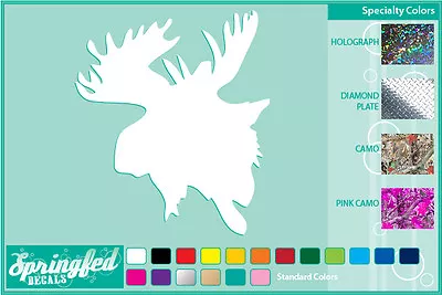 MOOSE HEAD Silhouette Cut Vinyl Decal Car Truck Window Hunting Sticker • $3.95